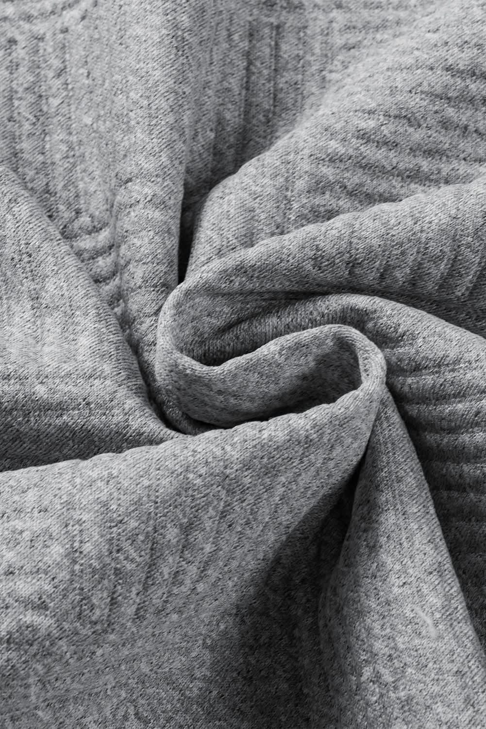 Light Grey Textured Snap Buttons Pullover Plus Size Sweatshirt - Love Salve